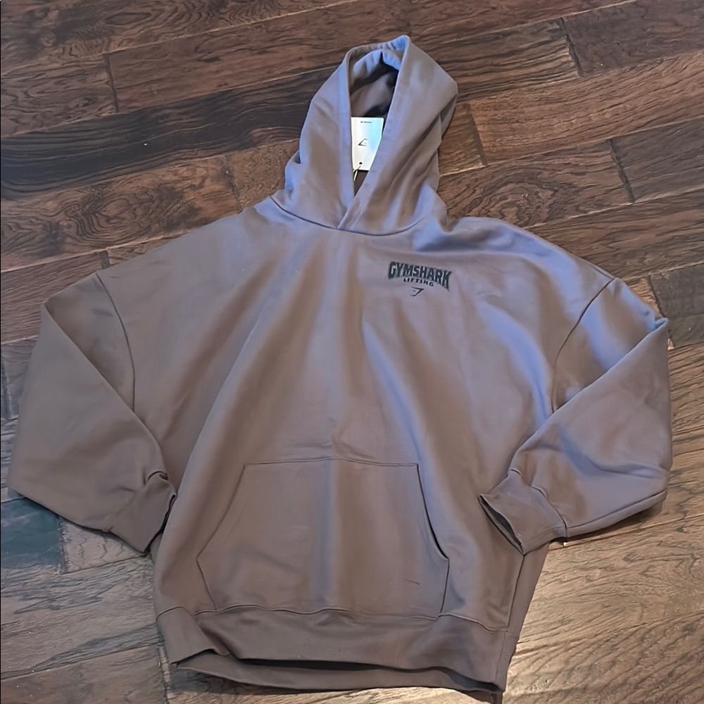 Gymshark Men's Taupe Hoodie with Black Logo